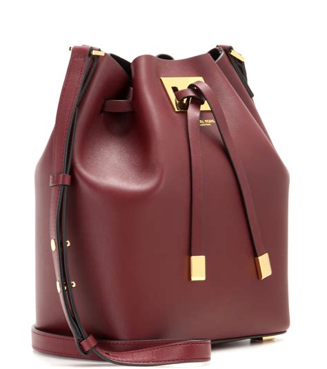 Michael Kors Miranda Medium Leather Bucket Bag in Claret (Red) - Lyst