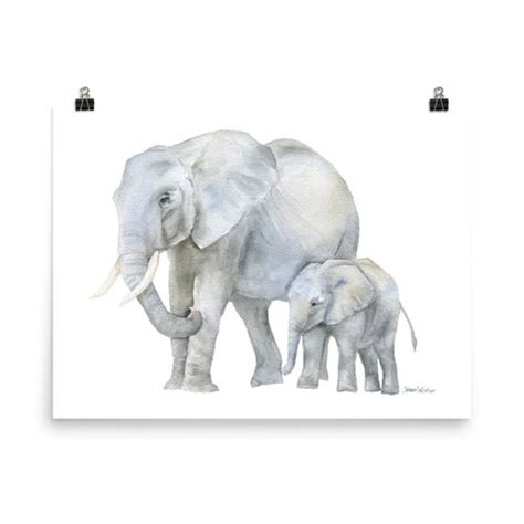 Mother and Baby Elephants Watercolor – Susan Windsor