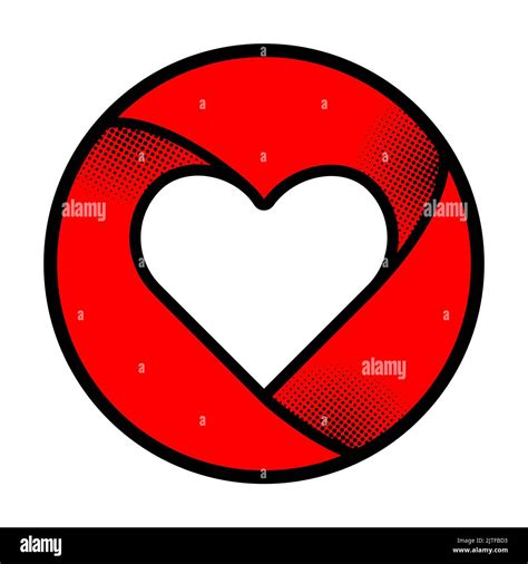 Heart shape inside a circle with halftone texture. Love Symbol button ...