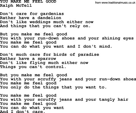 You Make Me Feel Good.txt - by Ralph McTell lyrics and chords