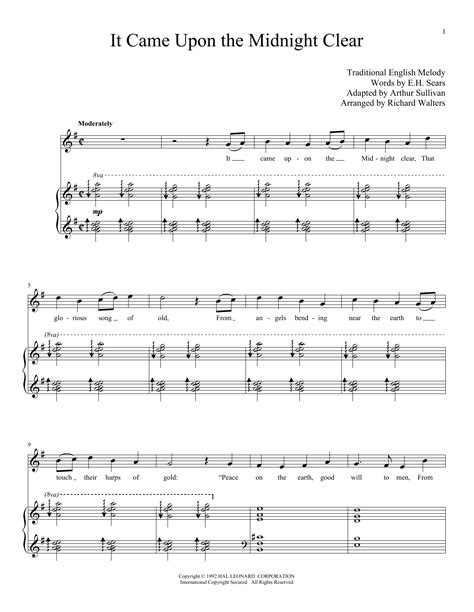 Traditional English Melody "It Came Upon The Midnight Clear" Sheet Music & Chords | Download 1 ...