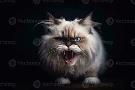 Portrait of a beautiful Ragdoll cat with blue eyes on a black background. 25530505 Stock Photo ...