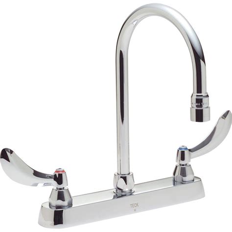 Delta Commercial 2-Handle Kitchen Faucet in Chrome with Lever Blade ...