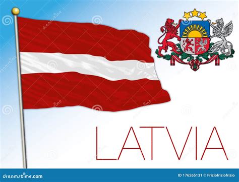 Latvia Official National Flag and Coat of Arms, Europe Stock Vector - Illustration of ...