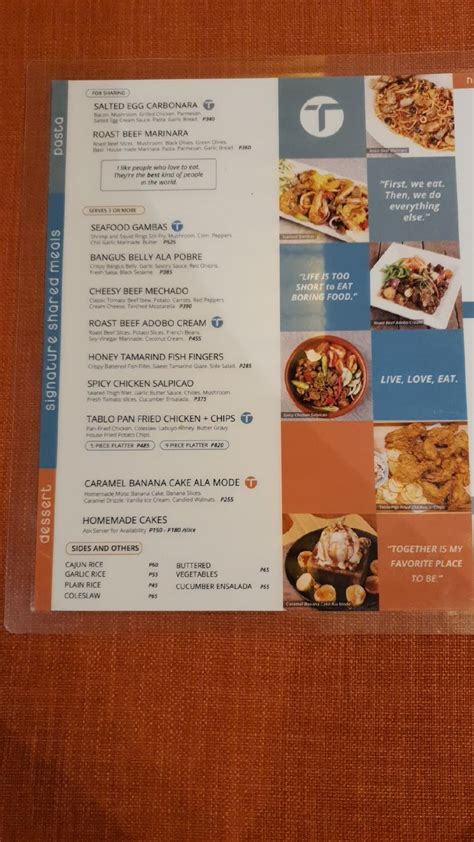 Menu at Tablo Kitchen x Cafe Timog QC, Quezon City