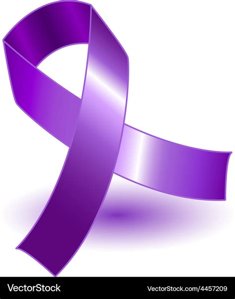 Purple awareness ribbon and shadow Royalty Free Vector Image