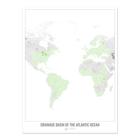 Atlantic Ocean - Drainage basin map, white v1 - Photo Art Print ...