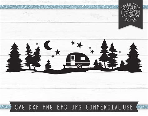 Camper SVG Starry Forest Silhouette Cut Files Instant | Etsy