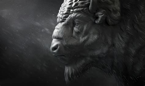 American bison head sculpture. 3D model :: Behance