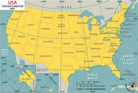 US Latitude and Longitude Map | Latitude and longitude map, Map, Us map