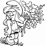 Smurfette With Flowers  The Smurfs Coloring Pages sketch template