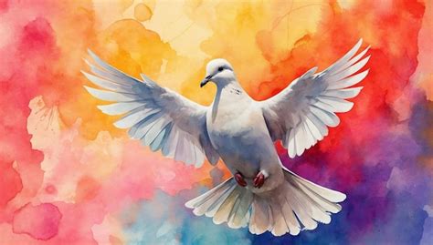 Premium Photo | Watercolor white Dove on abstract colorful background ...