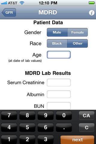 GFR Calculator Medical Kidney Disease