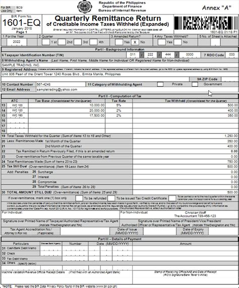 How to Generate BIR 1601-EQ Form : QNE Software Philippines, Inc.