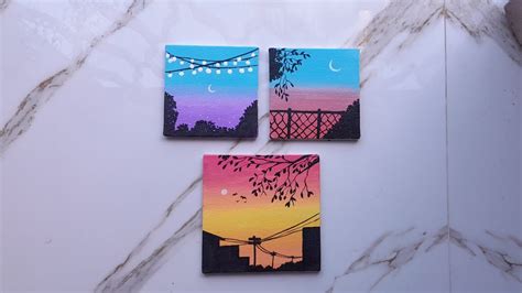 Easy 3 mini canvas painting😍 tutorial |beginners to try #art # ...