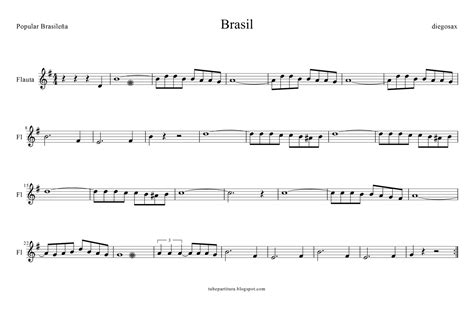 tubescore: Aquarela do Brasil Score for flute. Brasil Brasil.
