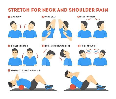 Premium Vector | Neck and shoulder exercise. Stretch to relieve neck pain