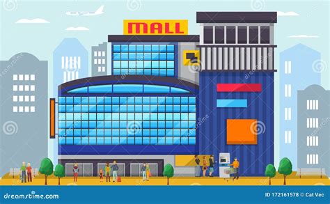 Shoppers Outside Storefront Vector Illustration | CartoonDealer.com ...