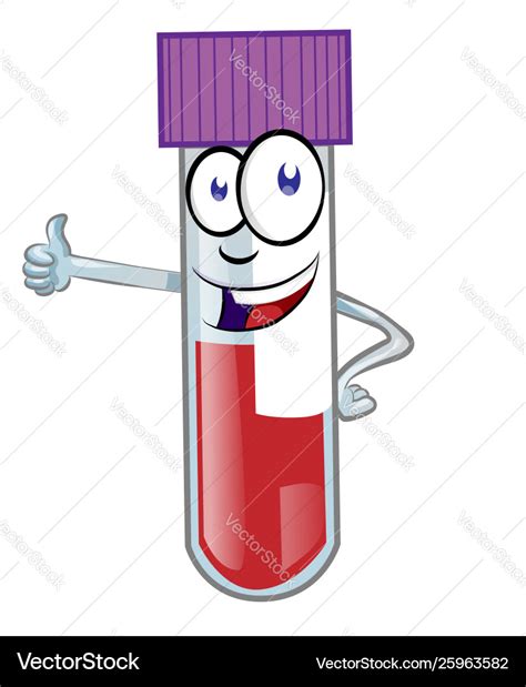 Cartoon colorful blood test tube mascot isolated Vector Image