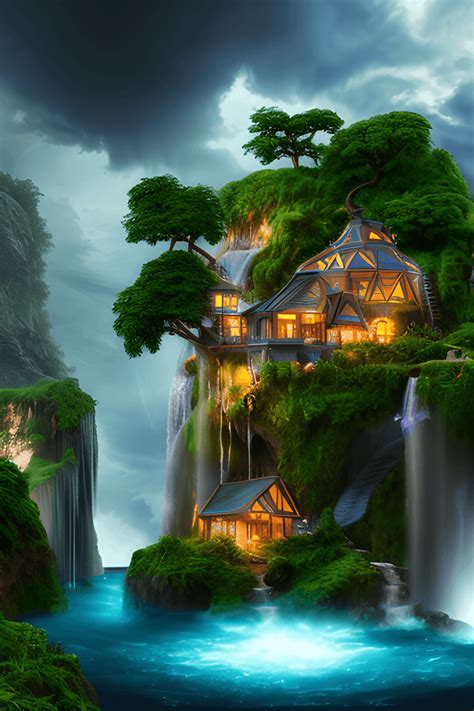 The Most Realistic Enchanting Mystical Waterfall Town Inside a Glass ...