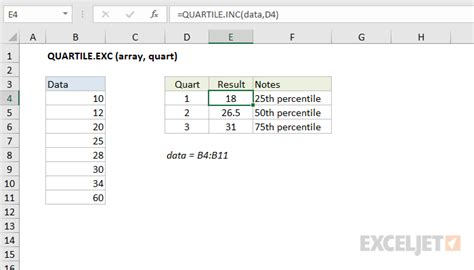 How to use the Excel QUARTILE.EXC function | Exceljet