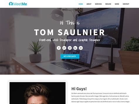 MeetMe - Free Bootstrap 4 Resume Website Template by UIdeck on Dribbble