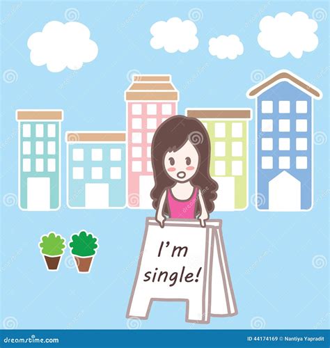 Cartoon Single Girl in Town Stock Vector - Illustration of dish, cute ...