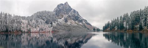 First snow of the season, Lake Valhalla WA (5670 x 1877) [OC] : r/EarthPorn