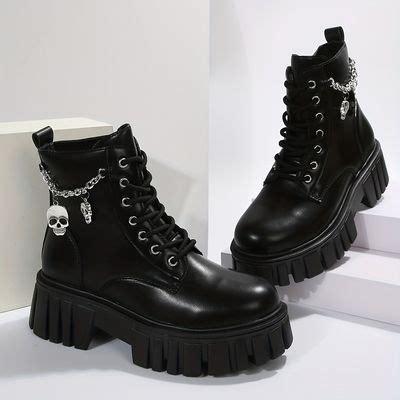 Gothic, Chunky Ankle Boots, Platform Boots, Short Boots, Mid Calf, Skull, Women Jewelry, Toes ...