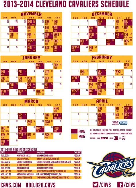 Printable Cleveland Cavaliers Schedule 2024 - Joete Madelin