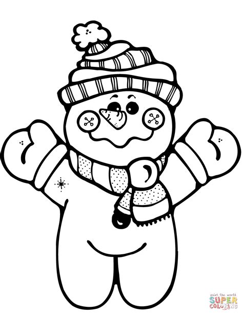 Happy Snowman coloring page | Free Printable Coloring Pages