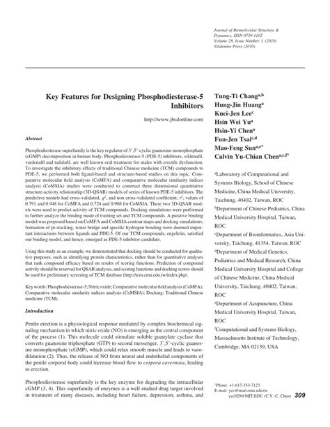 (PDF) Key Features for Designing Phosphodiesterase-5 Inhibitors