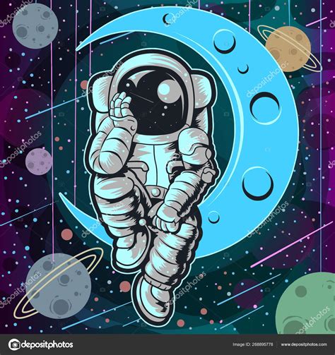 Astronaut Sitting Moon Vector Illustration Stock Vector Image by ©igede ...