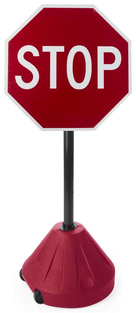 24” Portable Stop Sign with Wheels, Weather-Resistant, Aluminum, Reflective - Red | Stop sign ...