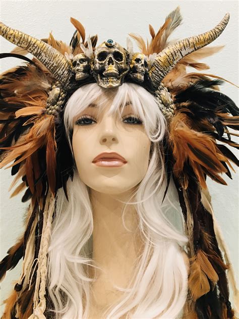 Voodoo witch doctor belly dancer feathered headpiece | Feather ...