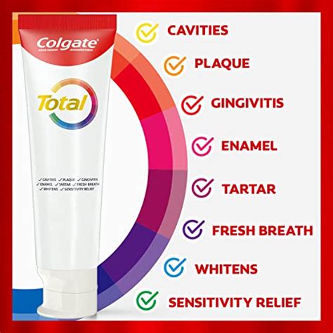 Colgate Total Whitening Toothpaste, 10 Benefits, No Trade-Offs, Freshens Breath, Whitens Teeth ...