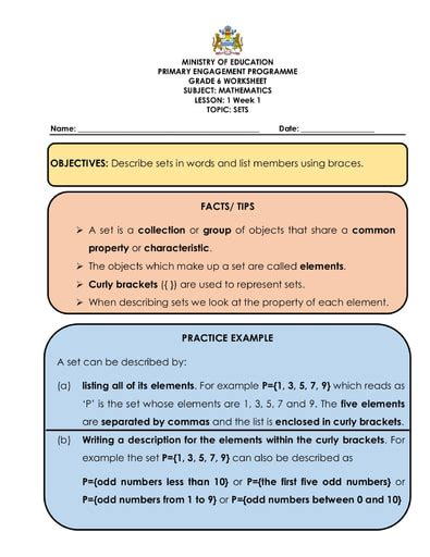 Grade 6 - Worksheets - Mathematics