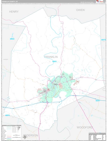 Franklin County, KY Carrier Route Wall Map Premium Style by MarketMAPS - MapSales