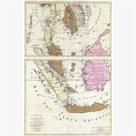 MAP OF SINGAPORE Thailand Siam Malaysia Sumatra Borneo; Antique Map 1710 EUR 36,85 - PicClick FR