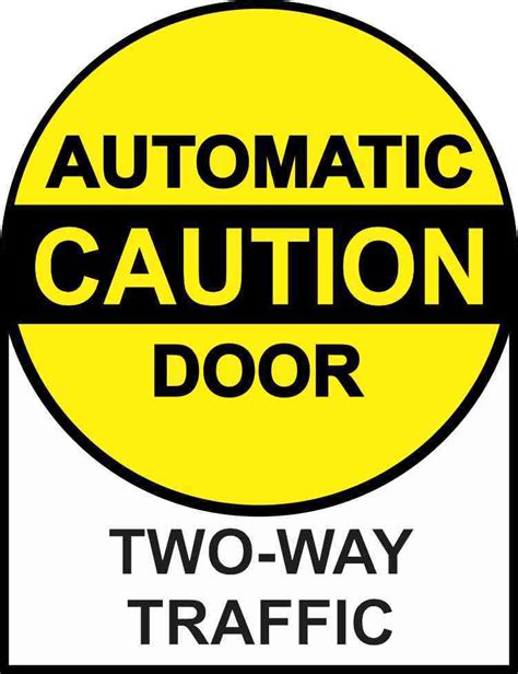 5inx6.5in Two-Way Traffic Caution Automatic Door Sticker Vinyl Sign Decal