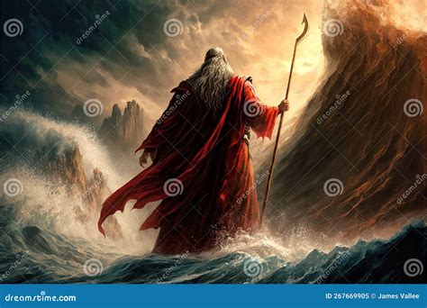 Moses Parting the Red Sea - AI Generative Stock Illustration - Illustration of parted, nature ...