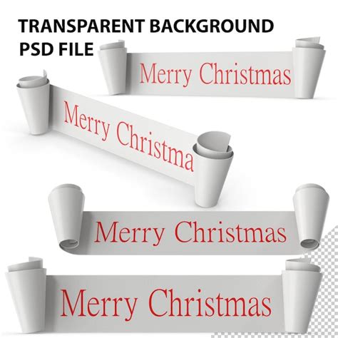 Premium PSD | Merry christmas scroll banner png