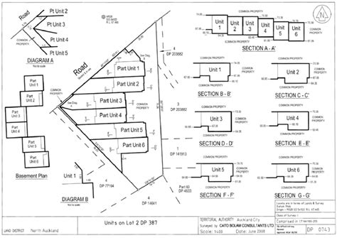 Example of cadastral survey plan (title sheet) showing units on a ...