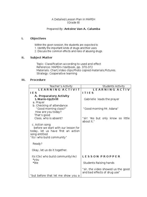 Detailed Lesson Plan In Mapeh Grade 7 Pdf - Mixed News