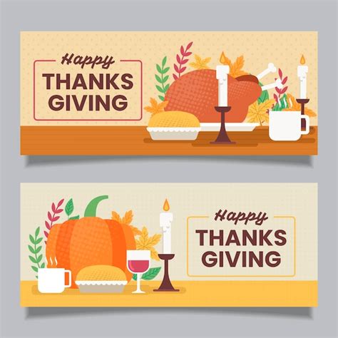 Free Vector | Flat design thanksgiving banners template