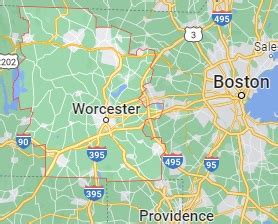 Worcester County on the map of Massachusetts 2024. Cities, roads, borders and directions in ...