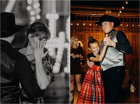 Groom has an emotional dance with his mother during a barn reception ...