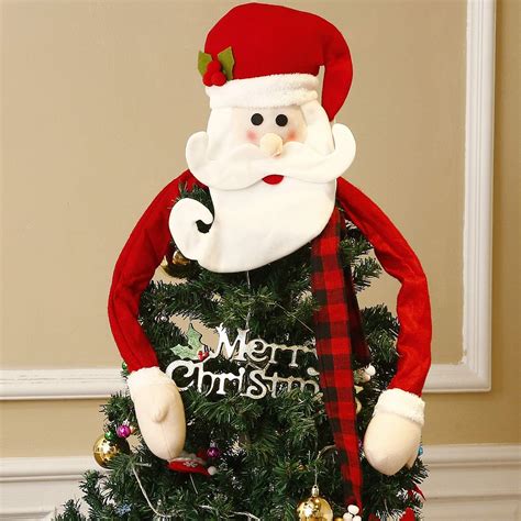 Gejoy Christmas Tree Santa Topper Santa Claus Hugger Tree Topper Xmas Trees Decoration Winter ...