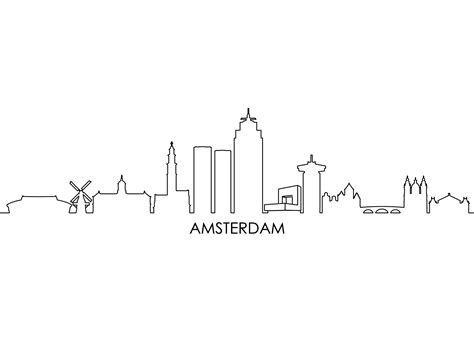 AMSTERDAM Netherlands Skyline City Afbeelding door simpline · Creative Fabrica