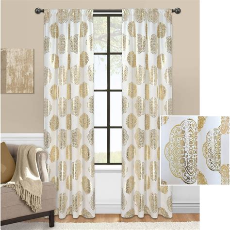 Mainstays Medallion Metallic Foil Window Curtain Panel - Walmart.com ...